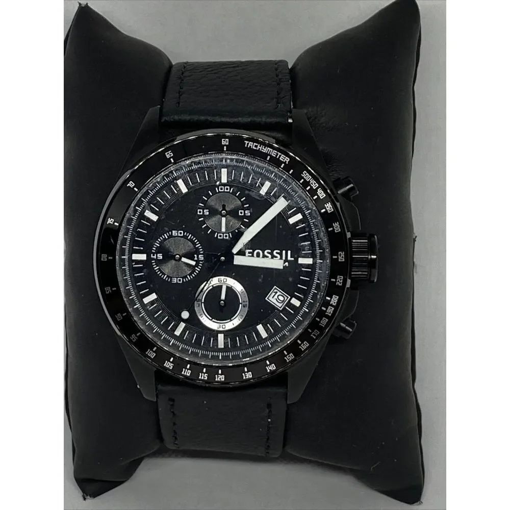 Fossil CH2601 Men's Black Leather Analog Black Dial Quartz Genuine Watch NO134